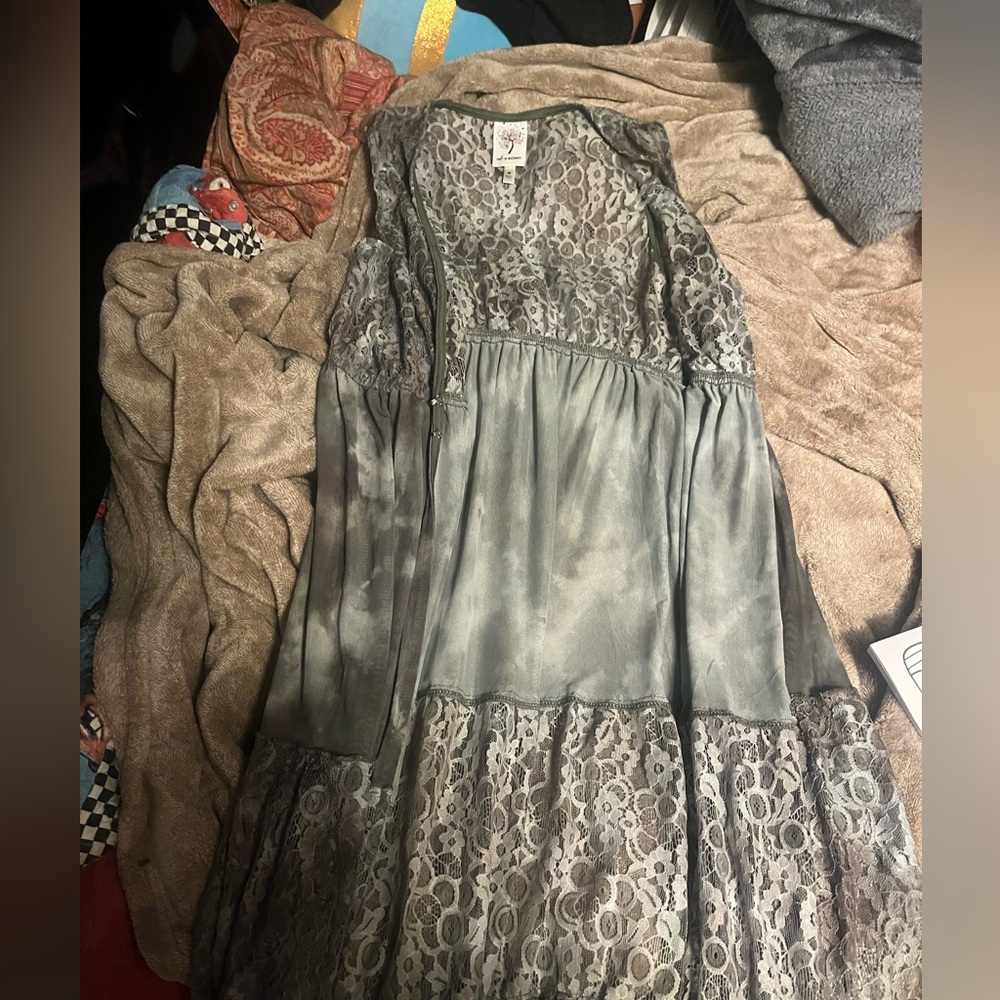 sage green floral dress cover